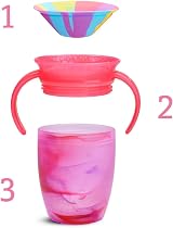 Munchkin Miracle 360 6+ Month 7oz Sippy Cups 2-Pack Pink Yellow view 4