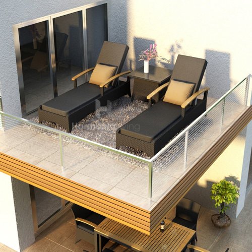 Harmonia Living Arbor 3 Piece Reclining Chaise Lounge Rattan Patio