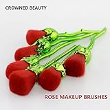 CROWNED BEAUTY 6 PCS Rose Makeup Brushes Set for Eyes Face Lips Cosmetics Foundation Blending Blush Eyeliner Face Powder Eyebrow Concealer Eyeshadow Cosmetic Brushes Set Red