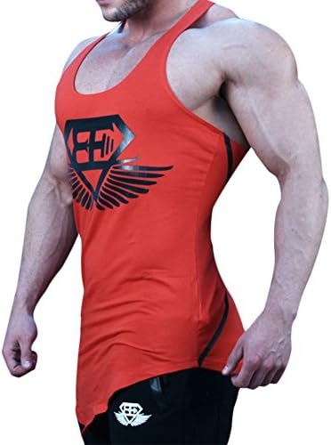 Men's Fitness Gym Tanks Top Bodybuilding Workout Sleeveless Shirts Singlet Small Red