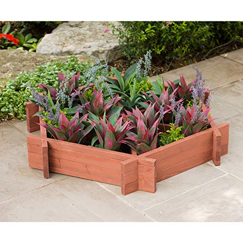 Leisure Season HGB4545-A Hexagonal Bed Raised-Garden-Kits, Medium Brown
