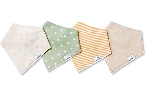 Copper Pearl 4 Pack Soft Cotton Baby Bibs for Drooling and Teething, Absorbent Drool Bibs for Baby Girl and Boy, Adjustable to Fit Newborns to Toddlers, Tons of Styles (Santa Fe)