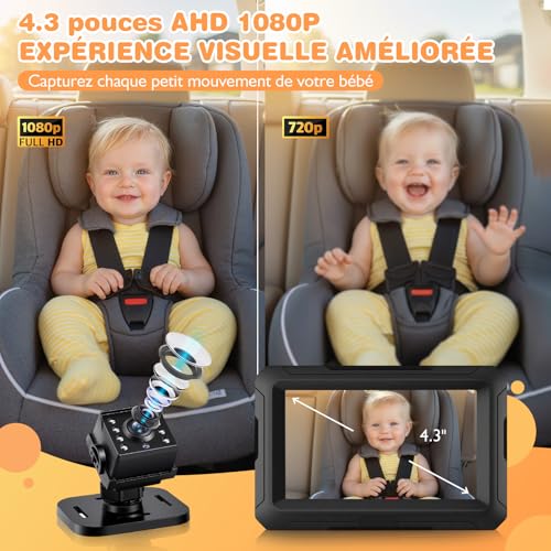 Zacro Baby Camera Baby Car Rearview Mirror 1080P USB-C Plug and Play Car Mirror with HD Night Vision and 150° Viewing Angle Car Rear View Mirror