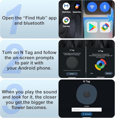 Android Smart Tracker Tag, Android Bluetooth Tracker Tag Locator Tracker Tag for Luggage/Bags/Wallets/Backpacks, Keys Find Objects Compatible "Google Find Hub"