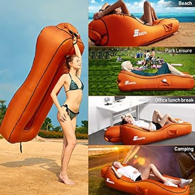 SEGOAL Ergonomic Inflatable Lounger Beach Bed Camping Chair Air Sofa Couch Hammock with Pillow, Waterproof Anti-Air… 510vSUkLPML