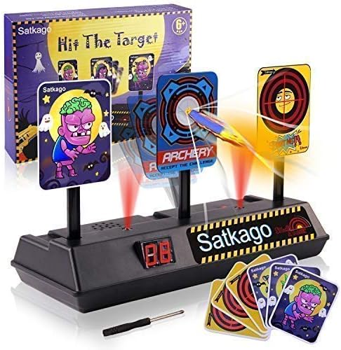 Satkago Easter Basket for kids Updated 2019 Version Target Compatible with Nerf Guns Toys 2in1 Digital Target, Easter Eggs with Funny Expression and Zombie Sticker Card Set for Elite N-Strike Mega Riv