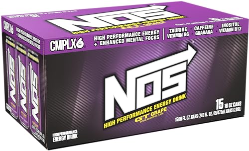 NOS GT GRAPE: HIGH PERFORMANCE ENERGY DRINK. 16 FL OZ (PACK OF 15)