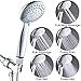 High Pressure Handheld Shower Head, 5 Settings Shower Head with Adjustable Height Suction Cup Bracket, 60 Inches Hose and Flow Regulator, Golden