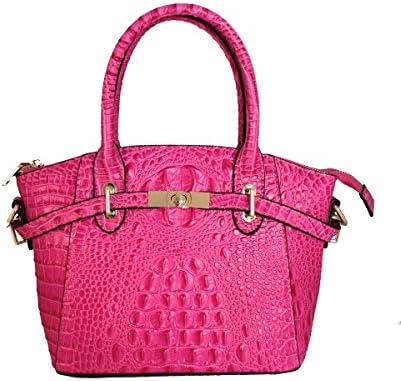 FIORI EE0019 Rose Pink Genuine Crocodile Pattern Cow Leather Handbag.
