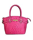 FIORI EE0019 Rose Pink Genuine Crocodile Pattern Cow Leather Handbag.