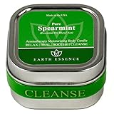 Scented (Spearmint) Soy Wax Aromatherapy 4oz Massage Candle in Square Tin - Made in USA with Pure Essential Oil and All Natural Ingredients.
