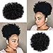 Short Afro Kinkys Curly Ponytail Drawstring African American Synthetic Ponytail Hairpieces Natural Hair Puff for Women(1B)