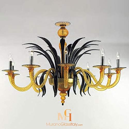 Murano Glass Leaf Chandelier 10 Arms 110 cm Diameter Made in Italy