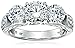 Amazon Collection Sterling Silver White Cubic Zirconia 3-Stone Ring, Size 7