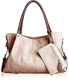 AB Earth PU Leather Women Tote Top Handle Shoulder Handbags Crossbody Bag, M898 (Apricot)