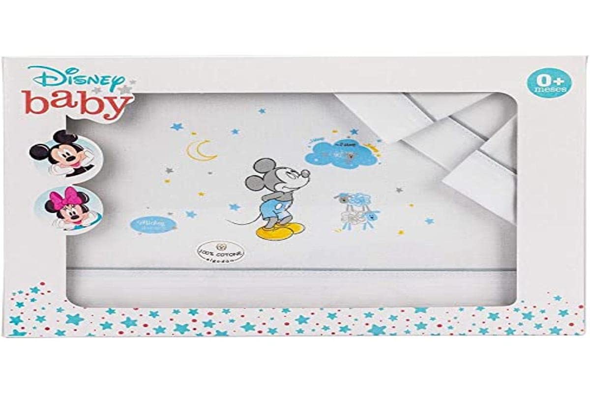 Interbaby - Disney Mickey Cotton Mini Cot Sheets White and Grey, MK006-18