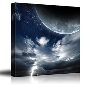 Full Moon Up on The Clouds as Lightning Strikes