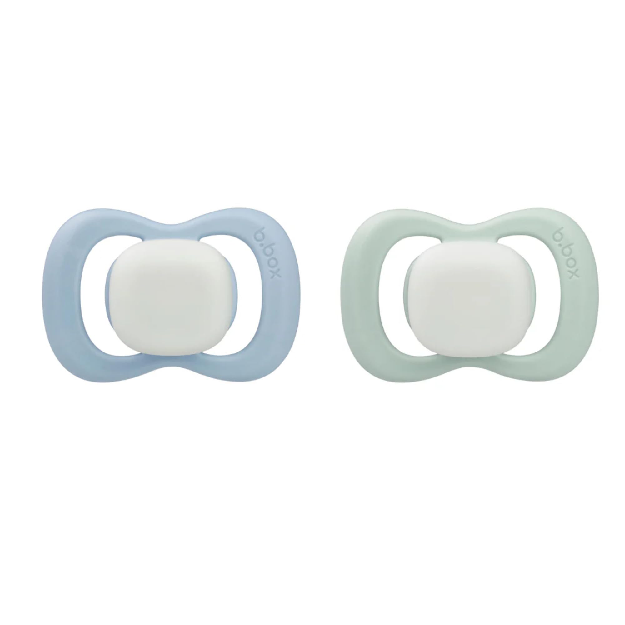 b.box Pacifier Soother Dummy Size 2 (2 Pack) | Glow in the Dark | Symmetrical Silicone Teat and Shield | Antimicrobial | BPA Free | 6m+