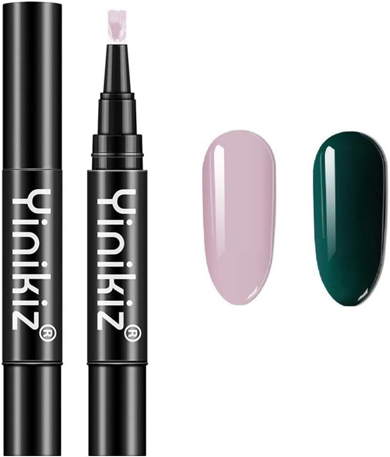 DDLmax One Step Gel Nail Polish Pen, No Base Top Coat Need, 3 in 1 Soak Off UV LED Nail Varnish Nail Art Kit, 2PCS