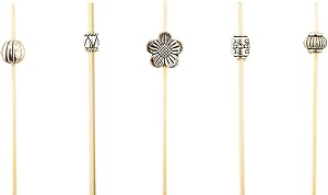 4 Inch Decorative Cocktail Skewers, 1000 Metal Bead Appetizer Picks - Disposable, Sustainable, Silver Bamboo Wooden Cocktail Picks, For Garnishes Or Foods - Restaurantware