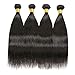 Ayniss Straight Hair Bundles with Closure 100% Brazilian Straight Virgin Hair 3 Bundles with Lace Closure Free Part Human Hair Extensions Natural Black Color (10 12 14+10)