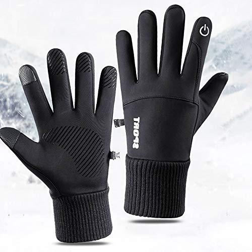 Guantes de Pantalla Táctil Guantes Cálidos A Prueba de Viento Guante Escalada Antideslizante Impermeable de Terciopelo para Hombre y Mujer (L)