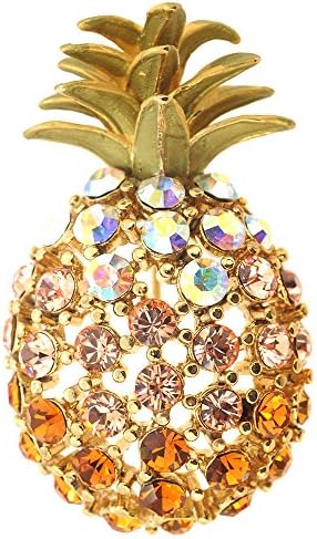 Multicolor Golden Pineapple Crystal Pin Brooch