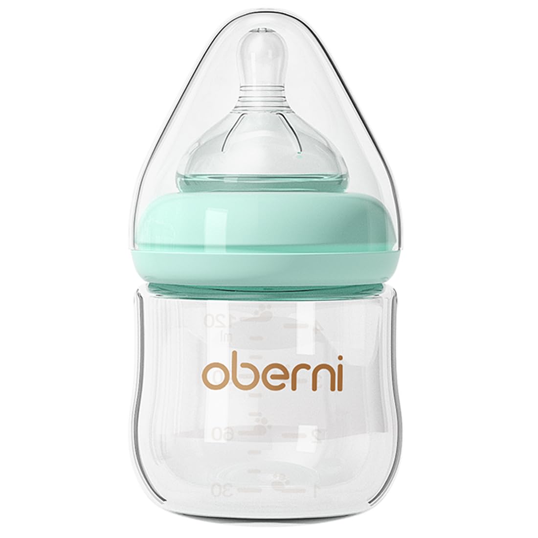 Oberni Glass Baby Bottle, Easy to Clean, Anti-Colic Baby Bottle with Slow Flow Breast-Like Teat 120ml 4OZ (Pack of 1), 0~3 Months, Pink