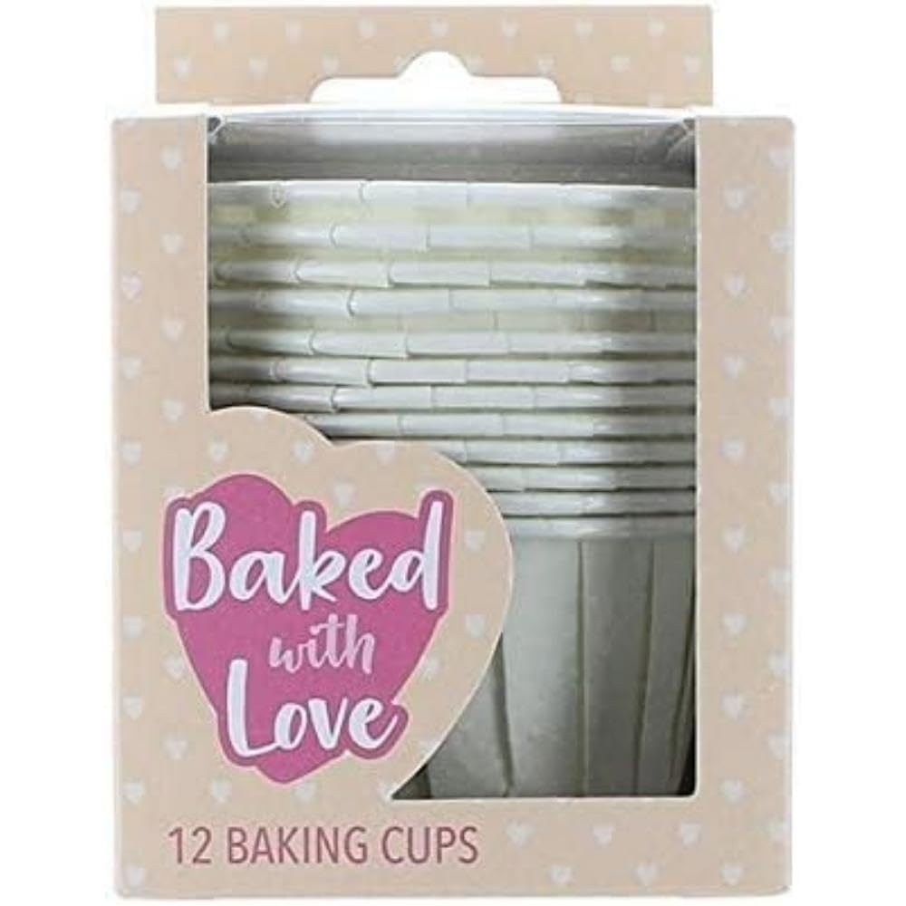 Baked with Love Ivory Baking Cups, Cupcake Cases, Greaseproof Baking Cases - Pack of 12, Off-white, 40mm height