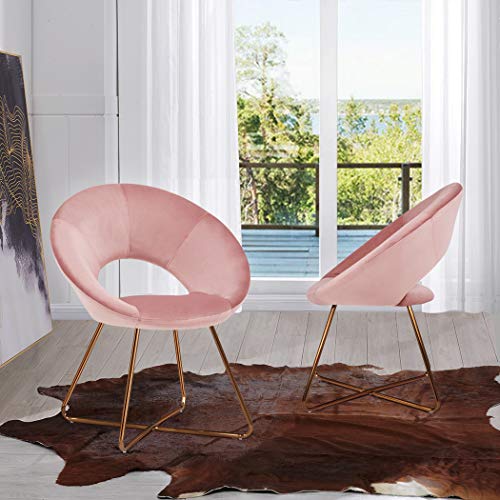 Duhome Modern Accent Velvet Chairs Single Sofa Comfy Upholstered Arm Chair Living Room Furniture Salmon Pink,Set of 2 - Thumbnail 6