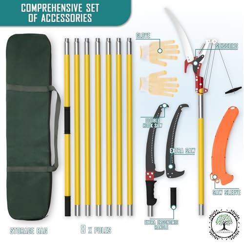 7.3-27FT Extendable Long Handle Pole Saw with Blade and Branch Scissors photo 8