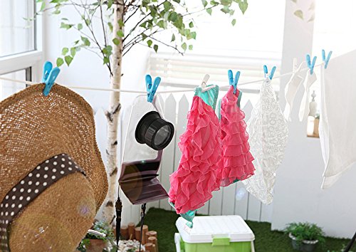Tenby Living Spring Clothespins (Pack Of 56) - Plastic Soft Grip, Anti-Slip Clothes Pins With Sturdy Steel Springs - 28 Blue & 28 White Attractive Clothing Line Clips - Top Air-Drying Clothing Pin Set - Thumbnail 5
