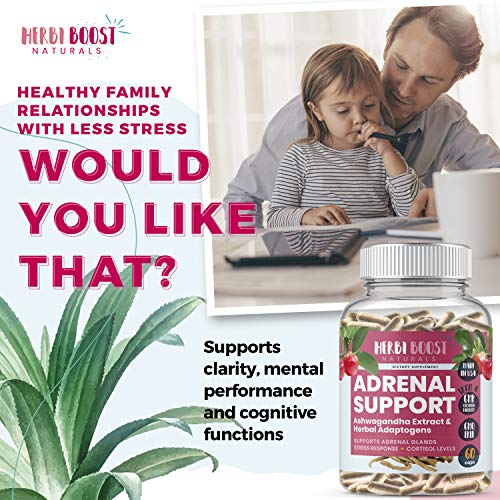 HERBI BOOST NATURALS Adrenal Support Supplement [1300mg NonGMO