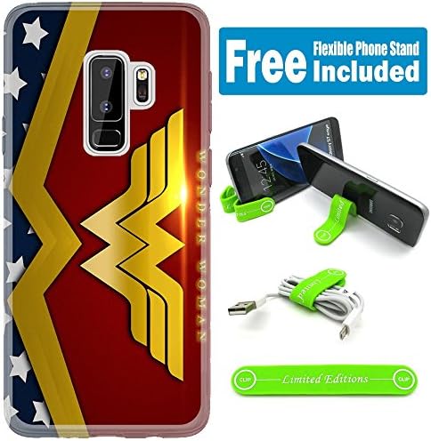 [Ashley Cases] For Samsung Galaxy [ S9+ ] [ S9 Plus ] Cover Case Skin With Flexible Phone Stand - Wonder Woman Shine Horiz