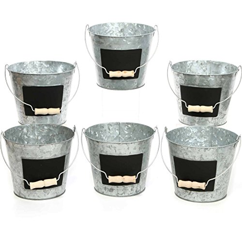 Elegant Expressions Hosley Galvanized Metal Pails Chalkboard, Set of 6