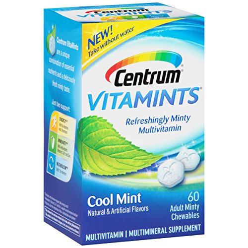 Centrum VitaMints (60 Count, Cool Mint Flavor) Multivitamin/Multimineral Supplement Chewables