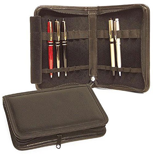 Aston Leather Velvet Lined 10 Pen Case Brown
