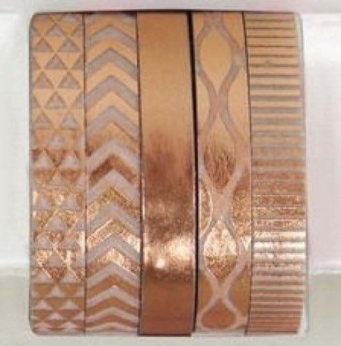 Metallic Rose Gold Copper Skinny Washi Tape Assortment - 5 Spools