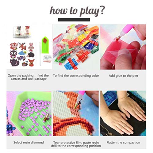 qiaoniuniu 5D Diamond Painting for Kids, Painting by Number Kits, Arts Crafts Supply Set, Rhinestone Mosaic Making for Home Wall Decor Gifts for Christmas Birthday