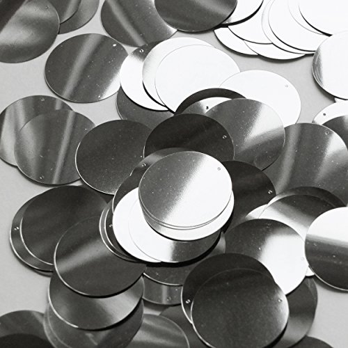 Round Flat Sequin 30mm Hematite Shiny Gray Metallic. Couture Paillettes. Made in USA