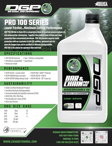 DGP Pro100 Biodegradable Bar & Chain Oil – Green, Eco-Friendly, Non-Toxic Professional photo 6