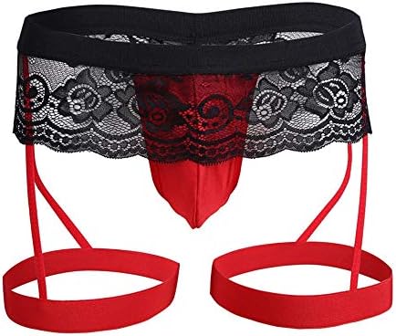 Mens Underwear Caopixx Men's Sissy Lace Mens Thongs Enhance Pouch Bikini Briefs Underpants