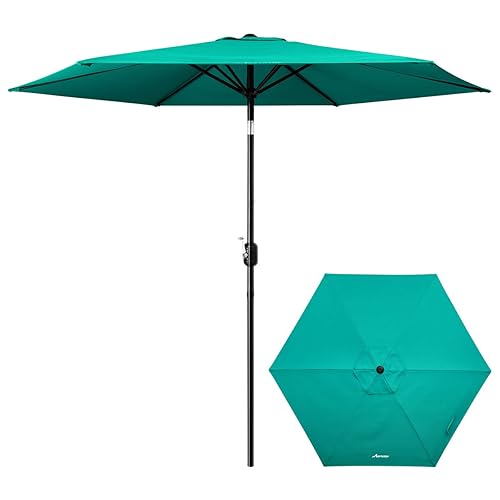 Movtotop Movtotop Patio Umbrella 9ft Upf 50 Premium Outdoor Table Umbrella Market Umbrella With Push Button Tilt And Crank For Garden Deck Backyard Pool Green