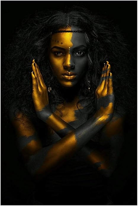 WSTDSM Mujer Desnuda Africana Negra Y Dorada Pintura Al Óleo India