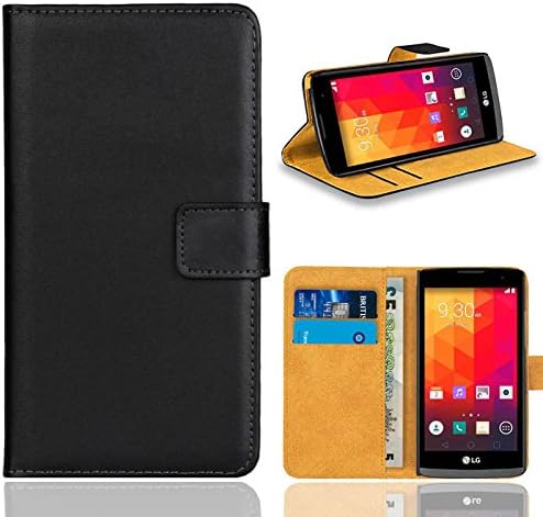 FoneExpert® LG Leon 4G LTE H340N Case, Premium Leather Flip Wallet Bag Case Cover For LG Leon 4G LTE H340N (Black)