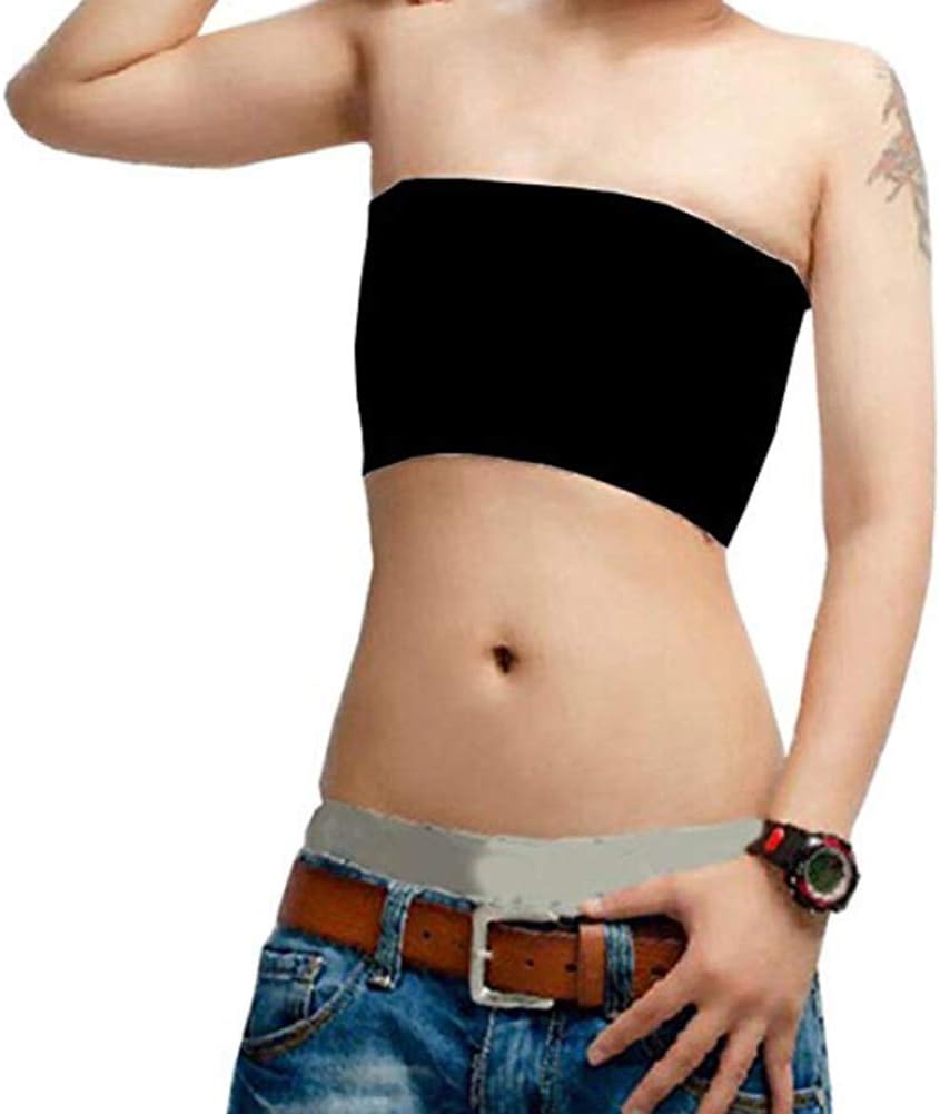 Strapless Short Corset Les Lesbian Tomboy Chest Binder Tops (Black, M)