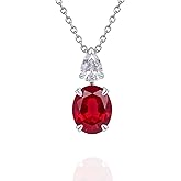 StiloVero Ruby Necklace for Women – 4.8ct Lab-Grown Ruby & Moissanite Pendant, 18K White Gold Plated 925 Sterling Silver, Elegant Red Gemstone Jewelry Gift