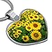 Field of Sunflowers Keychain Heart Love Metal Key Chain Ring