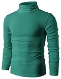 H2H Mens Slim Fit Basic Ribbed Thermal Turtleneck Pullover Sweaters GREEN US M/Asia L (KMTTL033)