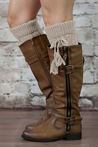 Tie Boot Socks Women's Tall Alpine Boutique Socks Brand by Modern Boho Oatmeal